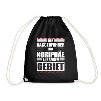 Baggerfahrer Baustelle - Turnbeutel - Schwarz - Vorne