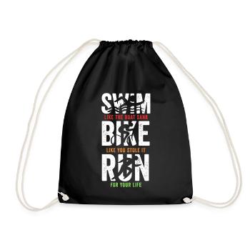 Triathlon Schwimmen Laufen Fahrrad - Turnbeutel - Schwarz - Vorne