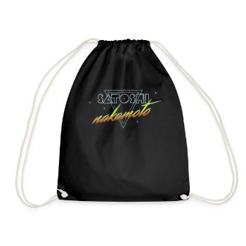 Satoshi Nakamoto Bitcoin Crypto Synthwave Gift - Drawstring Bag - black - Front