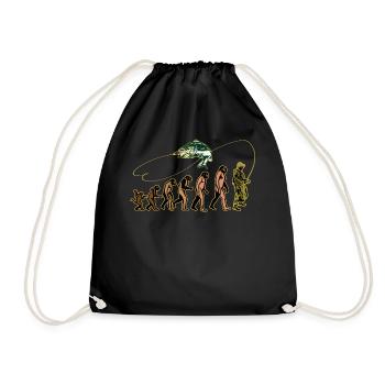 Evolution Angler Shirt angeln Fische Barsch Fische - Turnbeutel - Schwarz - Vorne