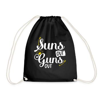 Suns Out Guns Out T-shirt Summer Beach Gift - Drawstring Bag - black - Front