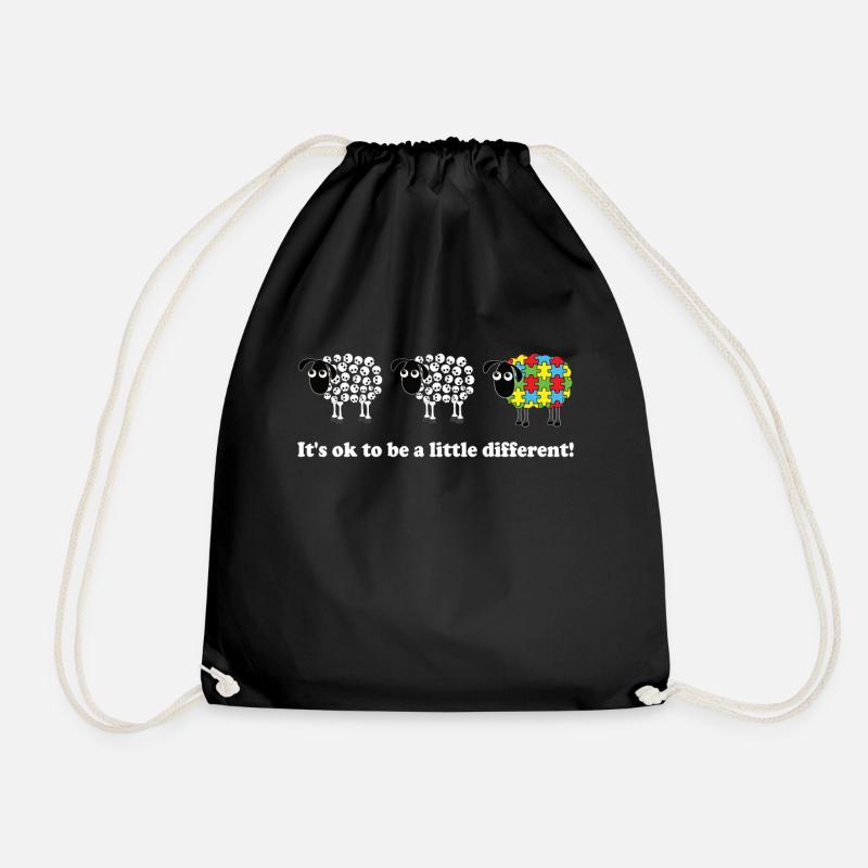 Its ok to be a little different autism Schafe - Turnbeutel - Schwarz