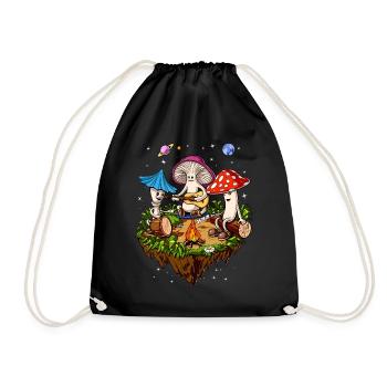 Hippie Magic Mushrooms Psilocybin Psychedelic Trip - Drawstring Bag - black - Front