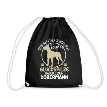 Lustiges Dobermann Hund Spruch Damen Herren - Turnbeutel - Schwarz - Vorne