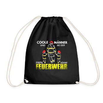 Cool Firefighters Vintage Fireman Father Retro - Drawstring Bag - black - Front