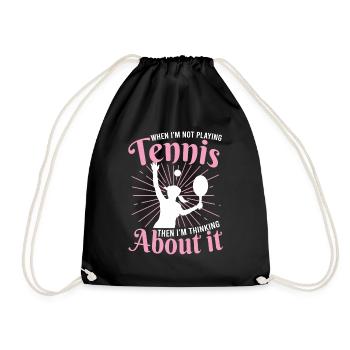 Tennis Frauen T-Shirt Wenn ich nicht gerade Tennis - Turnbeutel - Schwarz - Vorne
