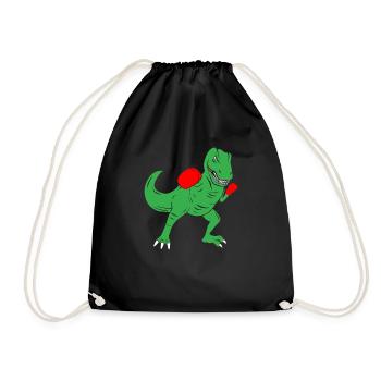 Boxerkind Boxendes Kind Trex Dino Junge Boxerjunge - Turnbeutel - Schwarz - Vorne