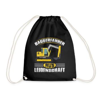 Lustiges Baggerfahrer Bagger Baggerführer baggern - Turnbeutel - Schwarz - Vorne