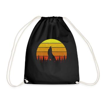 Howling Wolf Sunset - Drawstring Bag - black - Front