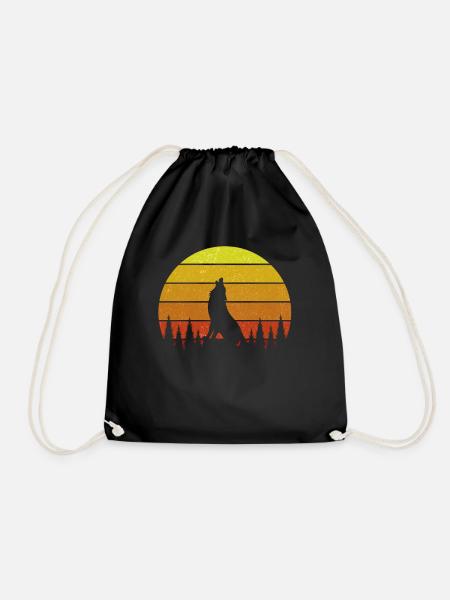 Heulend Wolf Sonnenuntergang - Turnbeutel - Schwarz