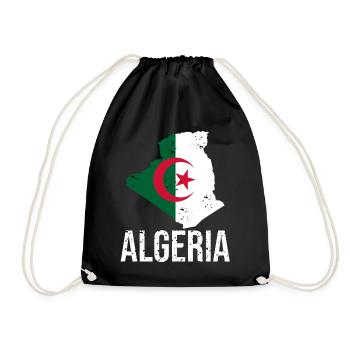 Algerian flag in map design - Drawstring Bag - black - Front