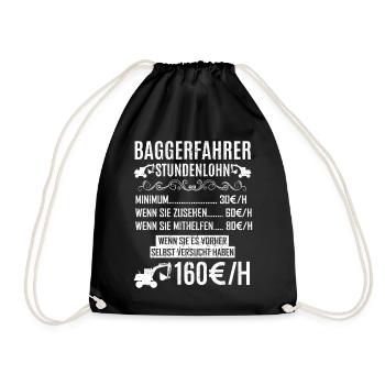 Lustiges Baggerfahrer Bagger Baggerführer baggern - Turnbeutel - Schwarz - Vorne