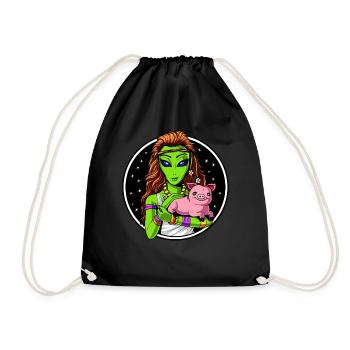 Space Alien Hippie Vegan Girl - Turnbeutel - Schwarz - Vorne