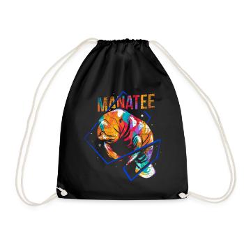 Manatee Dugong polygon - Drawstring Bag - black - Front