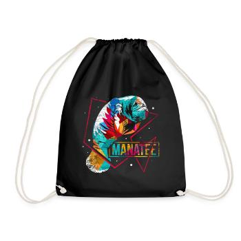 Sea cow polygon - Drawstring Bag - black - Front