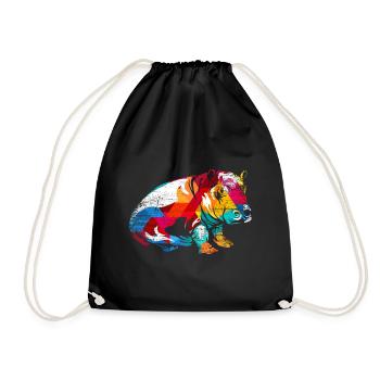 Hippopotamus - Drawstring Bag - black - Front