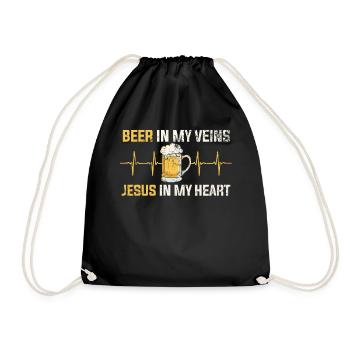 Bier Jesus Herzschlag - Turnbeutel - Schwarz - Vorne