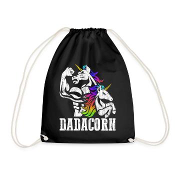 Dadacorn Unicorn Dad Daughter Fathers Day Birthday - Drawstring Bag - black - Front