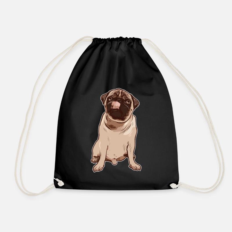 pug - Drawstring Bag - black