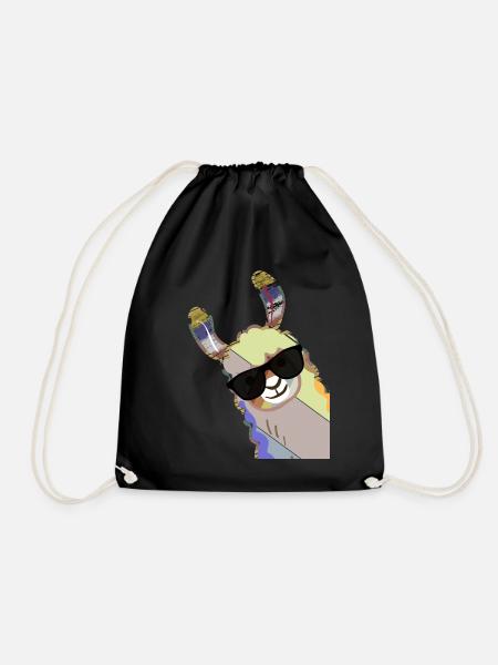 Lama Alpaka Retro - Turnbeutel - Schwarz