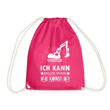 Baggerfahrer Bagger baggern · Kann Bagger fahren - Turnbeutel - Fuchsia - Vorne