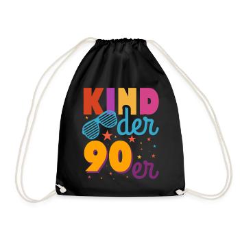Kind der 90er Eurodance Retro Outfit - Turnbeutel - Schwarz - Vorne