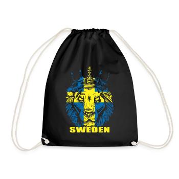 Drapeau de la Suède lion - Sac de sport léger - noir - Devant