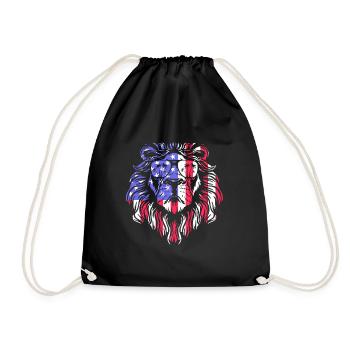 USA Amerika Flagge Löwe - Turnbeutel - Schwarz - Vorne