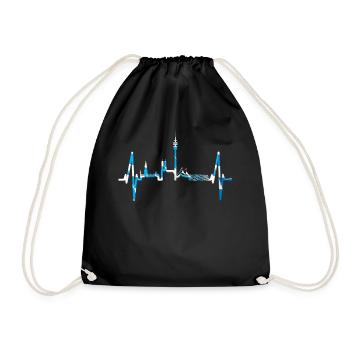 Munich Heartbeat Skyline Bayern Flag Fan Love - Drawstring Bag - black - Front