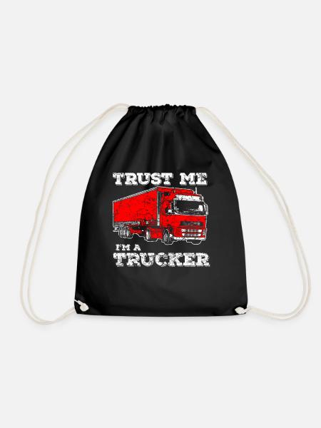 Truck trucker lorry truck driver truck - Drawstring Bag - black