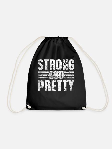 Strongman Strong And Pretty Bodybuilding - Drawstring Bag - black