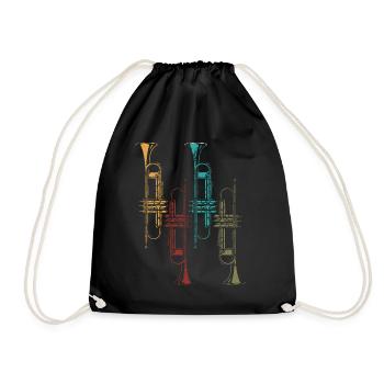 Trompete Retro Geschenk - Turnbeutel - Schwarz - Vorne
