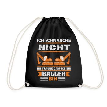 Baggerfahrer Bagger baggern · Schnarche nicht - Turnbeutel - Schwarz - Vorne