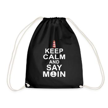 Keep calm and say moin Nordsee Ostee T-Shirt - Turnbeutel - Schwarz - Vorne