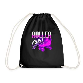 Roller skates Woman Girl Roller Girl - Drawstring Bag - black - Front