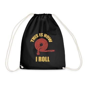 Fire Brigade Held Equipment Water Hose - Drawstring Bag - black - Front