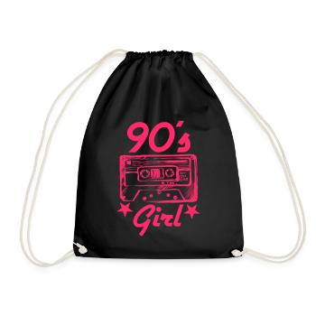 90s 90s Girl Retro 90s party - Drawstring Bag - black - Front
