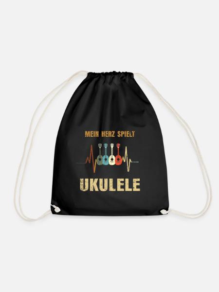 Ukulele Herzschlag Musik Herz Geschenk - Turnbeutel - Schwarz