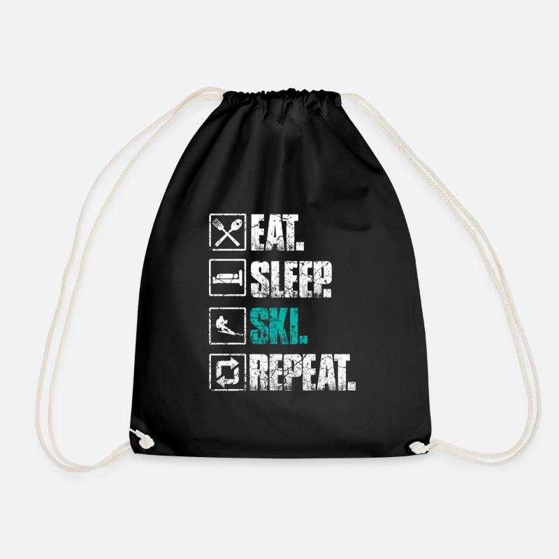 Eat Sleep Ski Repeat - Turnbeutel - Schwarz