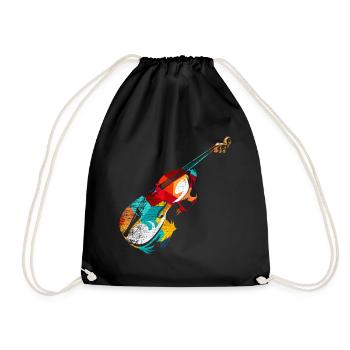 Double bass violin - Drawstring Bag - black - Front