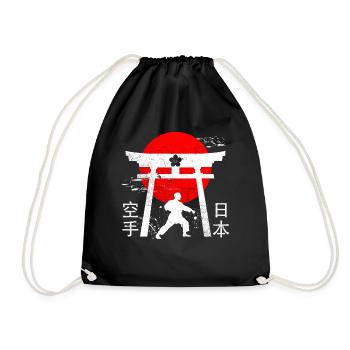 Karate Kampfkunst Design Japan Stil Schriftzeichen - Turnbeutel - Schwarz - Vorne