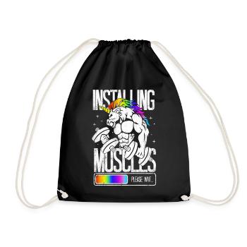 Unicorn Installing Muscles - Drawstring Bag - black - Front