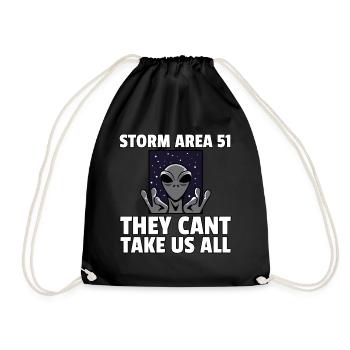Alien Ufo Extraterrestrial Space All Lustig Area 51 - Drawstring Bag - black - Front