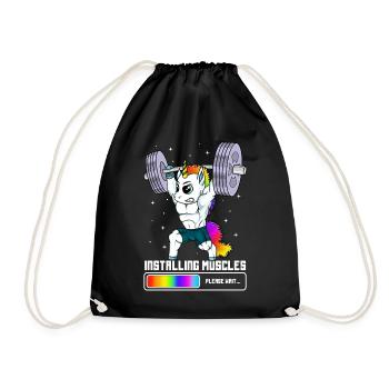 Installation de muscles Licorne faisant de l'haltérophilie - Sac de sport léger - noir - Devant