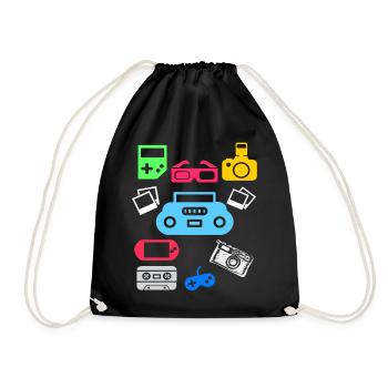 90s 90s party 90s fashion 90s outfit - Drawstring Bag - black - Front