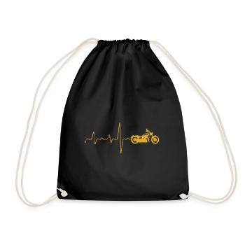 Cadeau de battement de coeur d'amoureux de moto - Sac de sport léger - noir - Devant