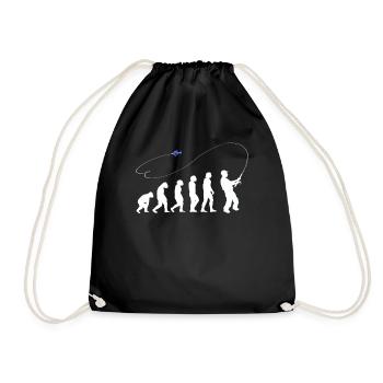 Evolution Fliegenfischen Angler angeln Geschenke - Turnbeutel - Schwarz - Vorne