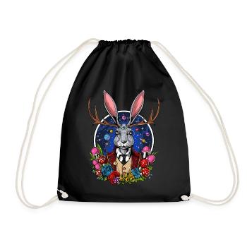 Psychedelische Jackalope - Turnbeutel - Schwarz - Vorne