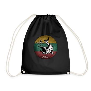 Lithuanian Fishermen. Cool Lietuva - Drawstring Bag - black - Front