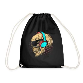 Music Headphone Skull Skull Skull - Drawstring Bag - black - Front